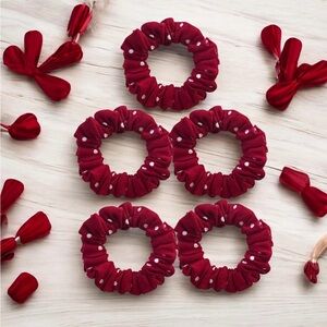 Red and White Hair Scrunchies